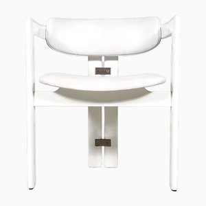 Pamplona Chair in White Leather attributed to Augusto Savini, Pozzi, 1970s