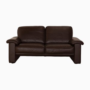 Braunes Zwei-Sitzer Sofa aus Braunem Leder von Willi Schilig