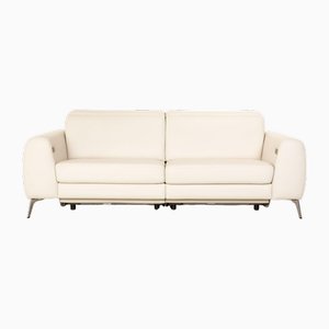 Three-Seater Sofa in Cream White Leather