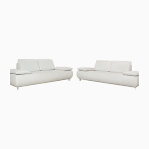 Vintage Two-Seater Leather Sofa Set, Set of 2