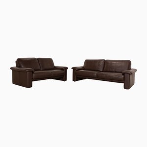 Three-Seater and Two-Seater Sofa in Leather by Willi Schilig, Set of 2