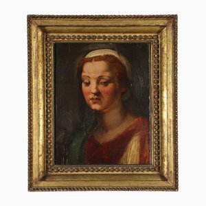 After Andrea del Sarto, Woman's Portrait, Tempera on Panel, Framed