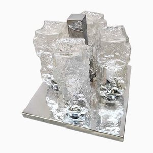 Plafón vintage de cristal de hielo de Hillebrand, años 60