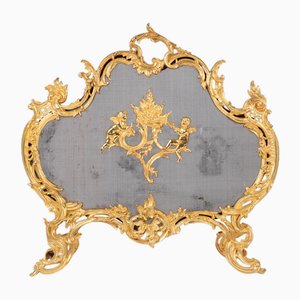 Feuerschutzschirm im Louis XV Stil aus Vergoldeter Bronze, 1880