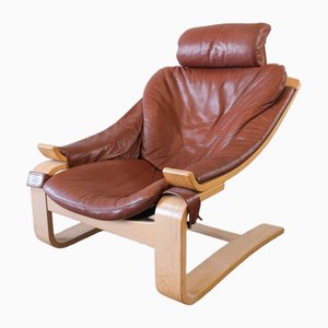 Vintage Kroken Lounge Chair in Leather by Åke Fribytter