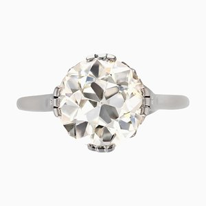 French 207 Carats Diamond Platinum Solitaire Ring