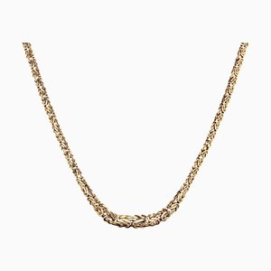 French Modern 18 Karat Yellow Gold Interlaced Flat Mesh Necklace