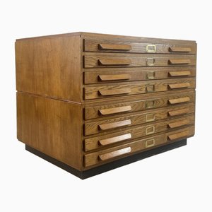 Small Plan Chest with Wooden Handles, 1940s