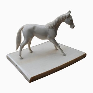 White Carved Horse Paperweight