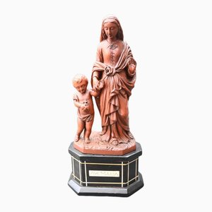 Statua Madonna con Bambino in Bosso intagliato