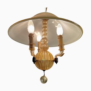 Lámpara de araña italiana con inclusiones doradas de Barovier & Toso, años 40