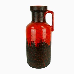 Große Vintage Vase mit roter Tropfglasur von Carstens