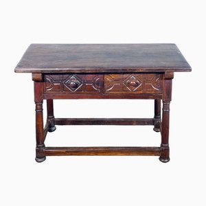 Schreibtisch mit Zwei Schubladen aus Nussholz, 1800er