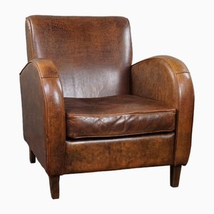 Fauteuil Vintage en Cuir de Mouton