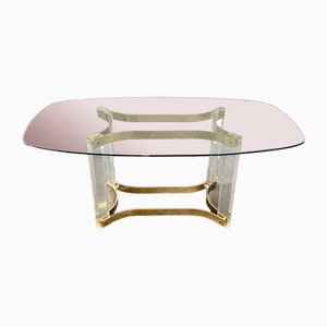 Dining Table in Acrylic Glass & Brass by Alessandro Albrizzi, 1930s