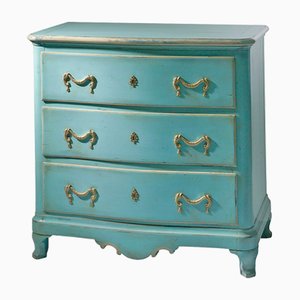 Vintage Chest of Drawers in Blue with Brass Fittings