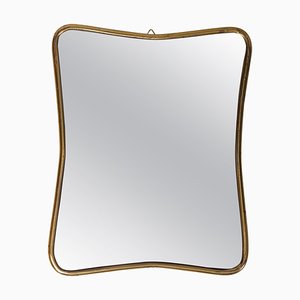 Small Brass Frame Mirror in the style of Gio Ponti, Italy, 1950s