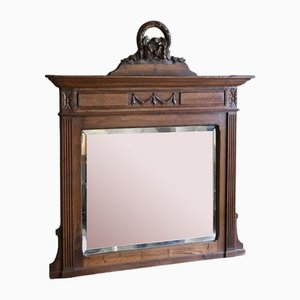 French Walnut Overmantle Mirror