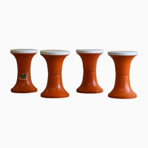 Orange Plastic Stools from Judge, Set of 4
