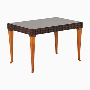 Mesa de centro Mid-Century de madera y vidrio de Paolo Buffa, 1950