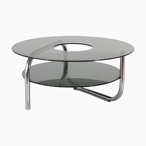 Mid-Century Round Coffee Table in Glass and Chromed Metal by Goffredo Reggiani, Italy, 1970s