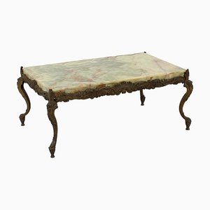 Mid-Century Chippendale Style Bronze and Onyx Coffee Table, Italy, 1950s