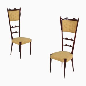 Mid-Century High Espalier Chairs in the style of Gio Ponti, Italy, 1950s, Set of 2