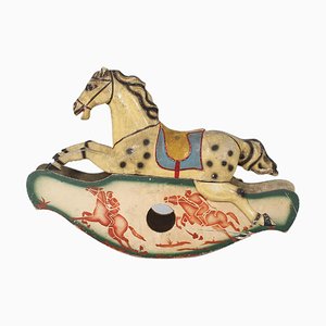 Cavallo a dondolo fatto a mano in cartapesta, metallo e legno, Italia, 1840