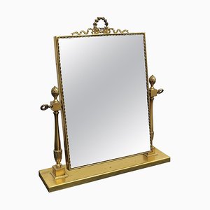 Mid-Century Glided Brass Table Mirror in the style of Fontana Arte, Italy, 1950s