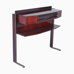 Italienischer Mid-Century Konsolentisch aus dunklem Holz & Messing, 1950er