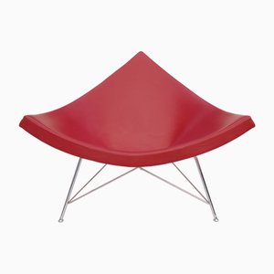 Fauteuil Mid-Century Coco en Cuir Rouge Foncé par George Nelson pour Vitra