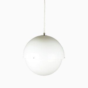 Lampe à Suspension en Laiton Nickelé & Méthacrylate Blanc Mod. 22/5 par L. Bandini Buti pour Kartell, 1960s