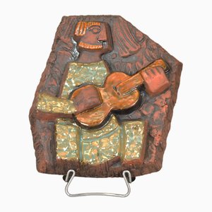 Plaque Murale Guitariste par Lars Bergsten, 1960s