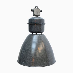 Lampe à Suspension d'Usine Industrielle Vintage en Émail Gris