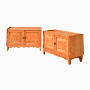 Mid-Century Danish Oak Bedside Cabinets or Sideboards attributed to Henning Kjaernulf, Set of 2