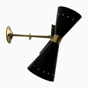 Black Diablo Sconce in Brass from Stilnovo, 1950s
