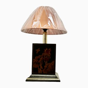 Large Vintage Oriental Lacquer Cube Lamp, 1960s