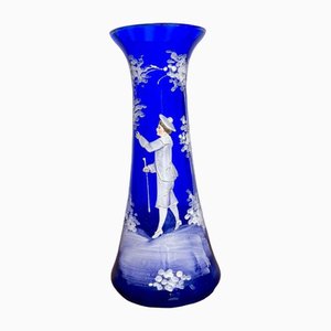 Antique Mary Gregory Blue Glass Vase, 1890
