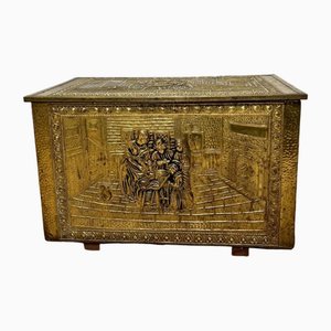 Antique Ornate Brass Coal Box, 1920s