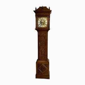 Antique Carved Oak Long Case Clock by Smith Macclesfield, 1680