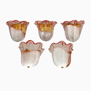 Sconces in Pink and White Murano Glass from La Murrina, Italy, 1970s, Set of 5
