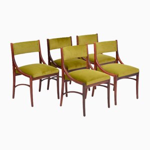 Mid-Century Modern Green Dining Chairs by Ico Parisi, 1960s, Set of 5