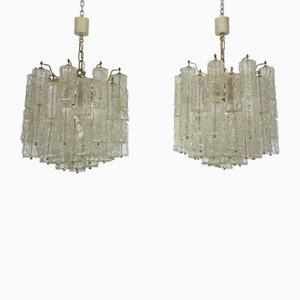 Murano Glass Chandeliers by Venini, Italy, 1970s, Set of 2