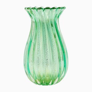 Mid-Century Ribbed Murano Glass Vase attributed to Archimede Seguso for Seguso Vetri d'Arte, Italy, 1950s