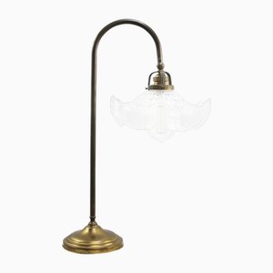 French Art Deco Brass & Glass Table Light