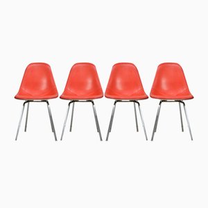 Orange Chairs by Ray and Charles Eames for Herman Miller Edition, 1960s, Set of 4