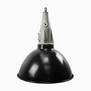 Lámpara colgante industrial vintage de esmalte negro