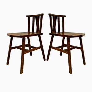 Oak Dining Chairs, 1930s, Set of 6