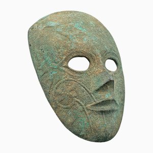 Kleine antike dekorative Maske aus verwitterter Bronze, 1800er