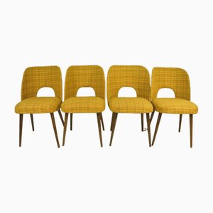 Mid-Century Lollipop Stühle mit gelb kariertem Bezug von Oswald Haerdtl, 4 . Set